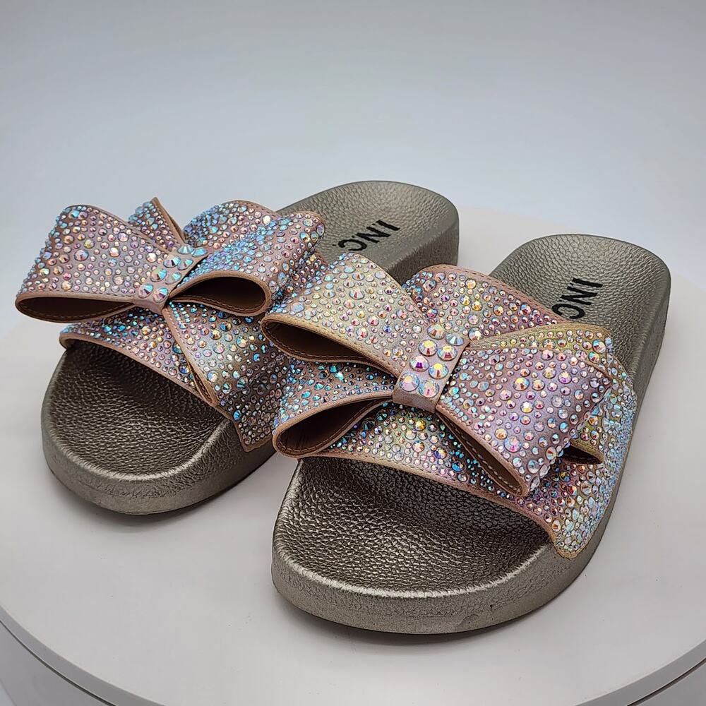 NEW - I.N.C. International Concepts Peymin76 AB Bow Rhinestone Slide Sandals 7 M - Picture 5 of 9
